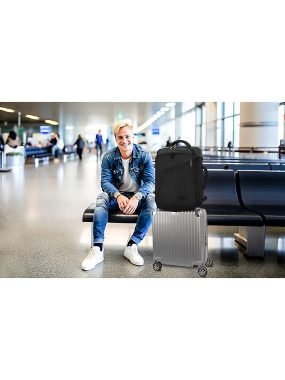 Expandable 45L Travel Backpack - Large Carry-On Bag for Men & Women, Perfect for